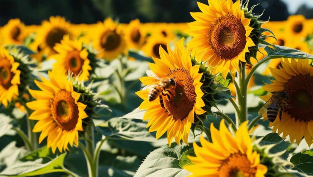 Beehives placed on a farm for natural crop pollination in South Africa
